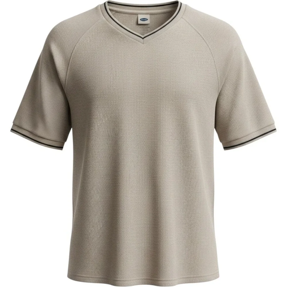 Old Navy Shirt Men Large Beige Waffle Knit 100% Cotton Gorpcore Earthy Retro 90s